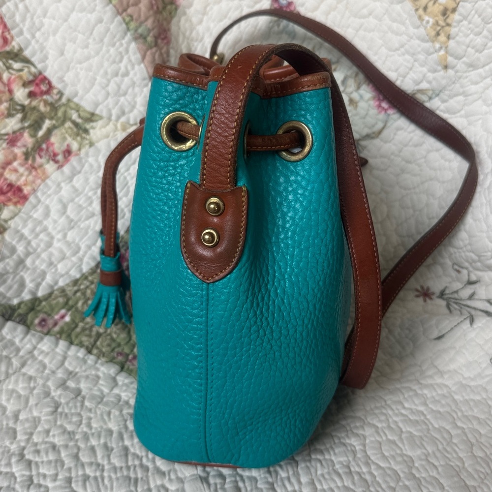 Vintage Dooney & Bourke AWL Teal Mini Bucket Bag - Picture 2 of 6